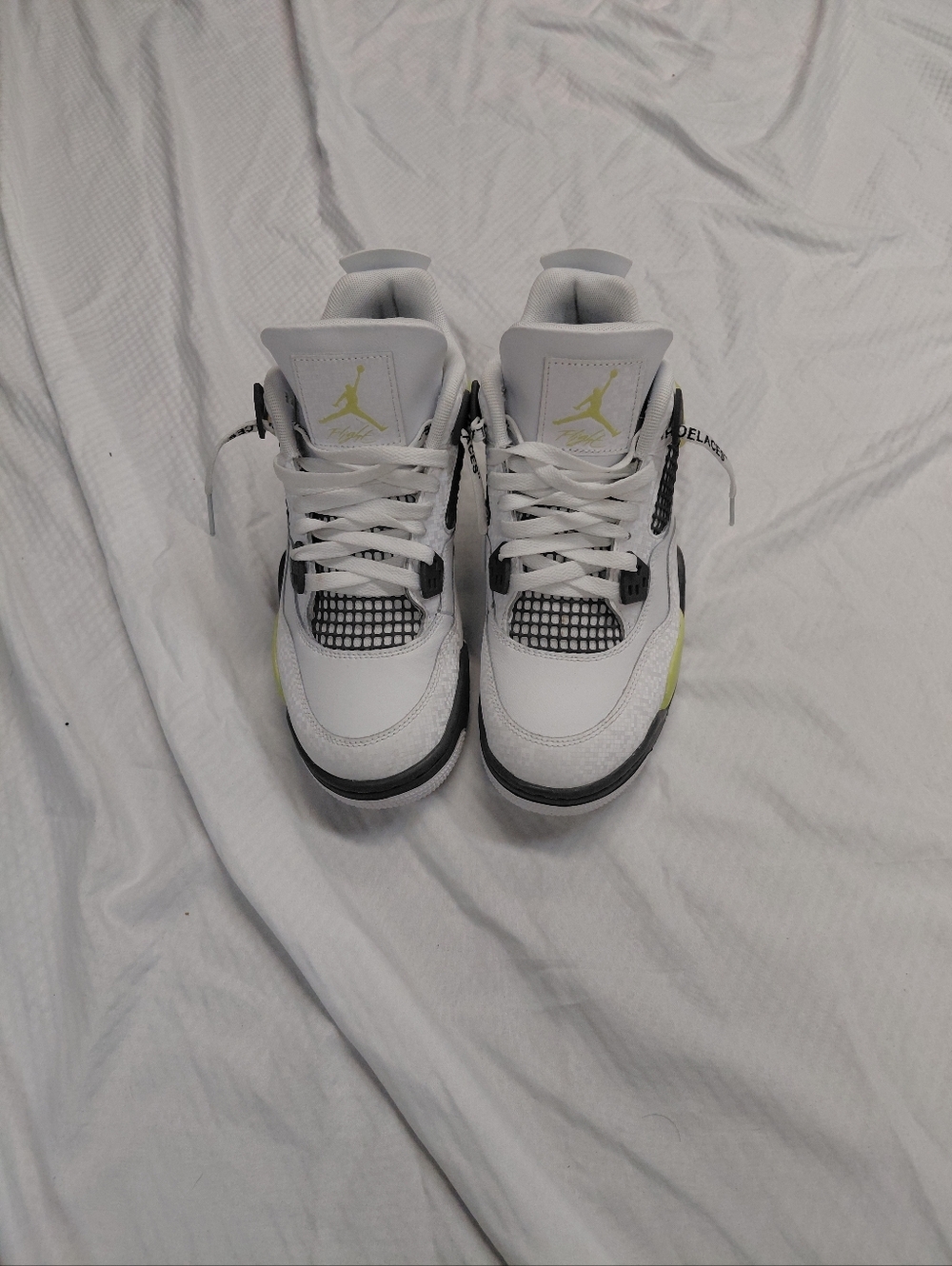 Air Jordan 4 Retro White/Black with Neon Accent